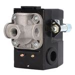 4 Port Air Compressor Pressure Switch, 90-120PSI Pressure Control Switch with on Off Metal Lever and Unloader