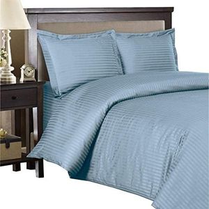 Royal Hotel's Striped Blue 300-Thread-Count 3pc King/California-King Duvet-Cover 100-Percent Cotton, Sateen Striped, 100% Cotton