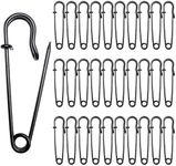 30 Pcs Large Safety Pins 2 Inch Heavy Duty Blanket Pins Big Safety Pin Steel Safety Pins for Blankets Clothes Crafts Leather Canvas, Black