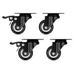 Navaris Heavy Duty Castors with Brake (Set of 4) - 50mm Lockable Castor Wheels for Furniture, Trolley, Workbench - Full Swivel - 180kg Weight Capacity