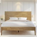 Acacia Haven King Size Bed Frame and Headboard Solid Wood Platform Bed, King Bed Frame 800 lbs Capacity, Scandinavian Signature Wood Bed Compatible with All Mattresses, Non-Slip and Noise-Free, Oak