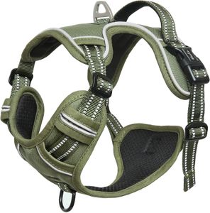 HEELE No-Pull Dog Harness, Adjustable Padded Reflective, Green, Small