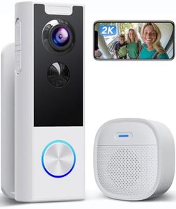 XTU Video Doorbell Camera Wireless with Chime, 2K Live View, Instant Alert, Human Detection,Battery Powered,2-Way Audio, Night Vision, Work with Alexa/Google Assistant, Indoor/Outdoor Security(White)