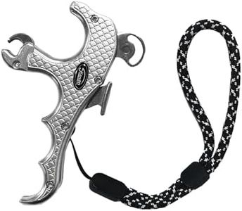 JIANZD Archery Compound Bow Release - 4-Finger Thumb Release Aid for Compound Bows, Bowfishing & Hunting (Black Silver)