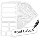 Removable Food Labels, 198PCS Waterproof Kitchen Labels to Write on, Pantry Spice Sticker, Easy Peel Off Blank Freezer Labels Date Stickers for Food Storage Containers, Canning and Home Organization