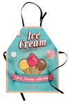 Ambesonne Ice Cream Apron, Best Flavor Words with Free Topping Design Illustration, Unisex Kitchen Bib with Adjustable Neck for Cooking Gardening, Adult Size, Yellow Seafoam