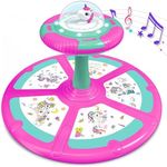 RMOKA Unicorn Sit and Spin Toy for Toddler Girl Ages 1-3 2-4, Kids 360° Spinning Seat with LED & Sound, Indoor Active Play Early Development Toys