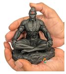 VRUSHAM CREATIONS Meditating Hanuman Ji Murti - Bajrangbali Best Idol for Car Dashboard - PolyMarble Washable Material 4 inch (Black)