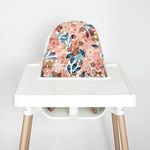 Nibble and Rest Highchair Cushion Cover for Inflatable Cushion, Compatible with IKEA Antilop Highchair, High Chair Accessories, Stain-Proof, and Wipeable (Cushion NOT Included)(pinkposies)