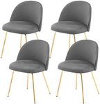 FELENIW Set of 4 Stretch Velvet Round Back Dining Chair Cover Slipcovers Removable Curved Short Back Armless Chair Protector Cover for Living Room Kitchen (Grey, Set of 4)