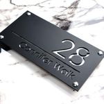 K SMART SIGN | LUXE H1 | House sign door number laser personalised address wall plaques numbers Signs (Matt Black & White Mable)