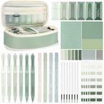 Janlaugh 38 Pcs Aesthetic College School Supplies with Pen Case Sticky Notes Gel Pens Highlighters Correction Tapes Back to School Stationary Kit for Girls Students Bible(Green Color,Classic)