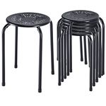 TANGZON Set of 6 Steel Stacking Stools, Stackable Nesting Round Bar Stool with Non-Slip Mats, Flexible Seating Breakfast Dining Chairs for Home, Kitchen, Office & Classroom (Black)