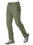 JHMORP Men's Stretch Athletic Workout Pants Sweatpants Lightweight Quick Dry Outdoor Hiking Track Casual Pants with Zipper Pockets (Army Green,CA M)