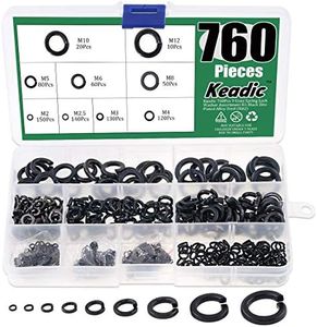 Keadic 760Pcs Spring Lock Washer Assortment Kit Black Zinc Plated Alloy Steel, 9 Sizes - M2 M2.5 M3 M4 M5 M6 M8 M10 M12