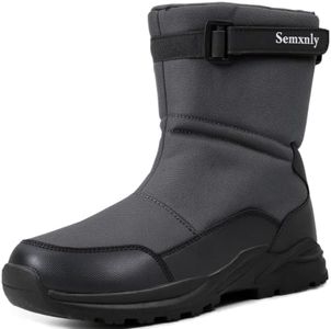 Semxnly Men's Snow Boots Waterproof - Men's Snow Shoes Lightweight Winter Boots Warm Fur Lined Non-Slip Snow Boots for Men Gray