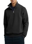 JMIERR Men's 1/4 Zip Waffle Sweatshirt Casual Geometric Texture Long Sleeve Sweatshirts Stand Collar Outdoor Winter Pullover Sweaters Black X-Large