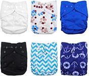 Babygoal 6pcs Baby Cloth Diaper Covers-Adjustable Reusable Washable Cloth Diaper Covers for Fitted Diapers and Prefolds Baby Gift Sets for Boy 6DCF02-CA