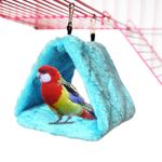 Qpets Winter Birds Nest, Metal Bird Cage Big Size Plush Bird Beds Nests Shed Cage For Birds, Suspended Bed Hammock Hideaway Place Parrot Cage For Parakeet Cockatoo Lovebird (L24*W15*H18Cm, Blue)