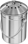 Senua Compost Bin, Stainless Steel Indoor Compost Bucket for Kitchen Countertop Odorless Compost Pail for Kitchen Food Waste with Carrying Handle 5 Litre Easy to Clean (Silver)