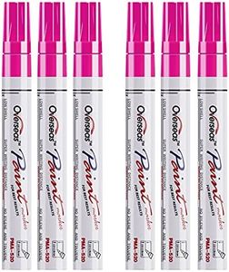 Pink Paint Markers Pens - Single color 6 Pack Permanent Oil Based Paint Pen, Medium Tip, Quick Dry and Waterproof Marker for Rock, Wood, Fabric, Plastic, Canvas, Glass, Mugs, Canvas, Glass