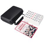 GUSTARIA Travel Mini Mahjong Set, Chinese Mahjong Tiles Set with 144 White Tiles (0.9’’), A Black EVA Carrying Case, Portable Mah Jongg Set