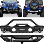 OEDRO Stubby Front and Rear Bumper Fit 2018-2024 Jeep Wrangler JL & Unlimited JLU (2/4 Doors), Off Road Bumper w/Fog Light Hole & D-Rings & Winch Plate & Hitch Receiver & Reflective Armor