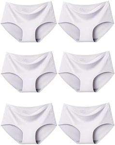 Kiench Teen Girls Seamless Underwear Women No Show Stretch Bikini Panties 6-Pack, 6 White, 12-14 Years