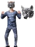 Hislovy Kids Boys Wolf Costumes with Mask for Party Halloween Carnival Masquerade Cosplay 4-12 Years,Grey,7-8 years