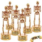 CCINEE Halloween Best Costume Skeleton Trophy,6 Pack Halloween Skull Costume Contest Awards Gold Bones Game Prize for Kids Adult Halloween Costume Event Trophy School Classroom