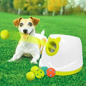 YEEGO DIRECT Dog Ball Thrower Launcher for Small and Meidum Dogs,Automatic Ball Launcher for Dogs, Interactive Dog Toys Indoor/Outdoor Pet Ball Launcher Machine with 6 Mini Balls Dog Gifts