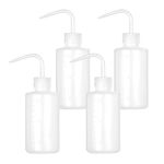 Ruicoo Tattoo Wash Bottles 4Pcs 250ml Safety Cleaning Bottle Watering Tool Plastic Squeeze Bottle for Medical Lab, Tattoo Supplies, Plant Irrigation Squeeze Sprinkler Bottle(White)