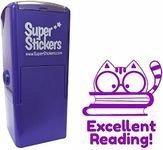 Trodat Teacher Stamp, Education Marking Stamp, Reward Stamps for School - Excellent Reading Cat, Impression Size Approx. 23x23 mm, Violet Ink