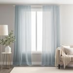 NAKIHOUSE Voile Curtain, 96 Drop Net Curtains Light Filtering Window Treatment Sheer & Drapes Slot Top Blue-Grey Sheer Curtains for Bedroom/Nursery Room 52" x 96", 2 Panels