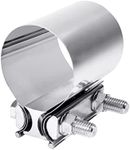 Zlirfy Exhaust Clamp Exhaust Pipe Clamp,2.0” 2.25” 2.5” 2.75” 3.0” 4.0” Butt Joint Stainless Steel Clamp Band,Universal Widening Clamp Butt Joint Exhaust Clamp,Fit for Exhaust Pipe (2.5inch)