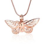 Minicremation Cremation Jewelry for Ashes Memorial Keepsake for Beloved's Ashes Urn Pendants Butterfly Cremation Necklace for Ashes (Rose Gold)