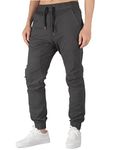 ITALYMORN Mens Pants with Elastic Waist Joggers Slim Fit (Dark Grey, Medium)