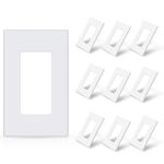 ELEGRP 1-Gang Screwless Decorative Wall Plates, Standard Size Unbreakable Thermoplastic Faceplate Cover for Decorator Receptacle Outlet Switch, UL Listed (10 Pack, Glossy White)