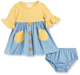 Bonnie Jean baby-girls Knit to Woven Empire DressCasual Dress, Mustard, 12 Months