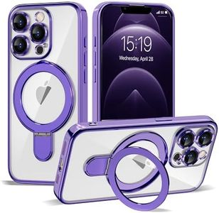 ETPESOK Compatible with iPhone 12 Pro Max Case with Invisible Magnetic Ring Stand [Compatible with Mag-Safe] [Full Camera Lens Protector] Plating Clear Phone Case for iPhone 12 Pro Max 6.7", Purple