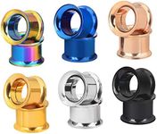 Longbeauty 6 Pair Stainless Steel Screwe Flesh Tunnel Expander Eer Plug Gauge Earlets 6 Colors 10MM