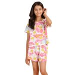 Ninos Dreams Girls 100% Cotton Half Sleeves Coord Set with Shorts/Day wear Set/Nightwear Set (12-14 Years, Pink S)