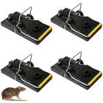 PRISHU 4Pcs Rat Traps House Garden Patio, Reusable Mouse Traps for Rats, Mice, Chipmunks, Squirrels, Hamsters and Other Rodents, Quickly Slam Rat Killer for Indoor and Outdoor