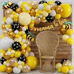 QYCX 110 Pcs Bee Balloon Garland Bee Party Decorations Yellow White Gold Balloon Garland Kit Yellow White Gold Balloons Bee Balloons for Bumble Bee Honey Bee Gender Reveal Birthday Party Decorations