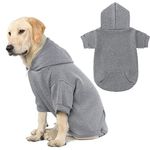 KOOLTAIL Basic Dog Hoodie - Soft and Warm Dog Hoodie Sweater with Leash Hole and Pocket, Dog Winter Coat, Cold Weather Clothes Sweatshirt for Small Medium Large Dogs Puppy Cat Boys Girls Grey XL