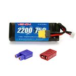 Venom Power Marine Series 75C 3S 2200mAh 11.1V LiPo RC Car Battery - 14 AWG Soft and Flexible Low Resistance Silicone Wire - RC Boat Batteries with XT60 Plug