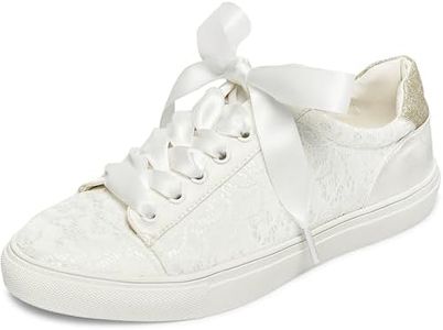 JIAJIA 8834A Wedding Shoes Bridal Sneakers Flats Bride Tennis Shoes Lace Sneakers Colour Ivory,Size 10.5 B(M) US/42 EU