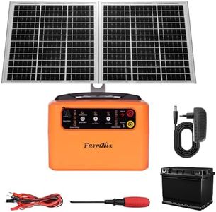 FarmNix 24 Hour Solar Electric Fence Charger, 30 Miles Solar Fence Energizer, 12KV Adjustable Output, 1.5J Solar Charger, 15W Solar Powered Electric Fence Kit for Livestock, Predator Protection