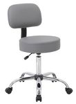 Boss Office Products Be Well Medical Spa Professional Adjustable Drafting Stool with Back, Grey
