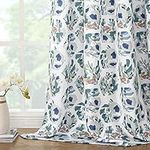 Joydeco Green Floral Curtains 63 Inches Long for Bedroom 2 Panels, Room Darkening Curtains Patterned Panels for Living Room with Grommet, 80% Blackout Botanical Printed Drapes(Hexagon Green-63)